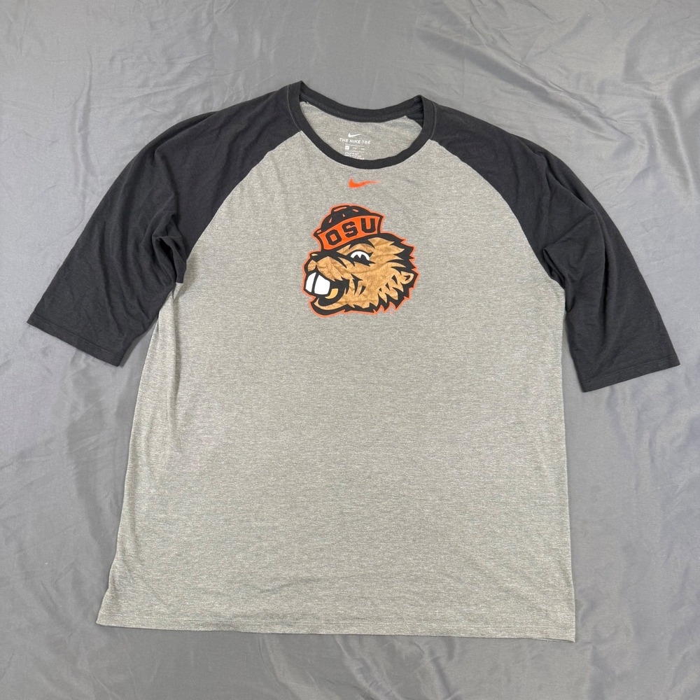 Nike Oregon State Beavers OSU Benny Beaver Raglan 3/4 Sleeve Tee XXL 563992-02K